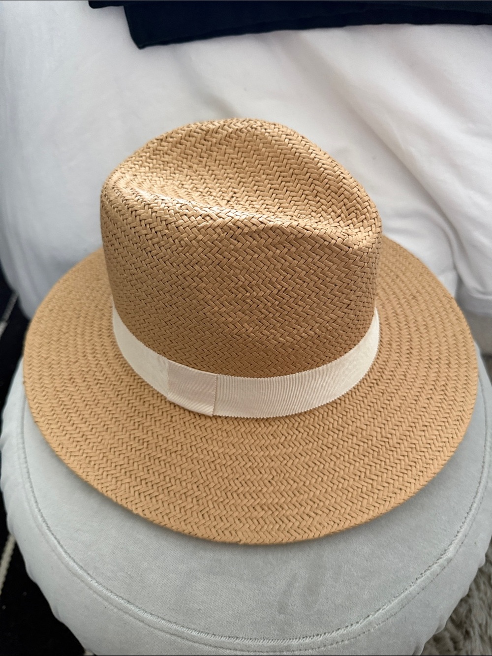 Banana Republic Straw Fedora Hat with Cream Band